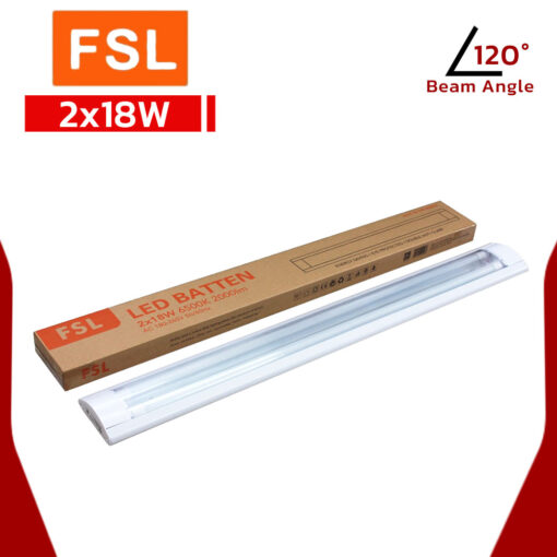 โคมไฟโรงงานหน้าเรียบ LED FSL BATTEN 2x18W